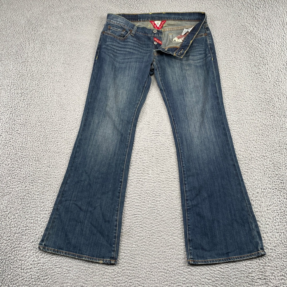 Lucky Brand Jeans Women 10/30 Blue Lil' Maggie Bootcut Stretch Button Fly Denim